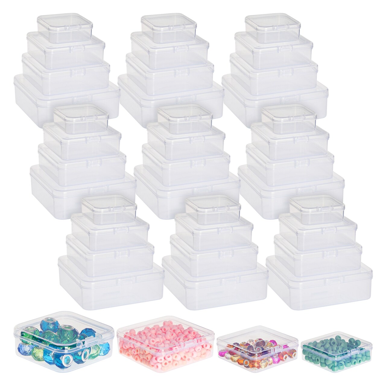 40 Piece Empty Square Mini Storage Containers with Lids for Crafts